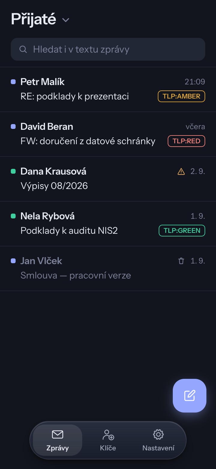 Talkey na mobilu — tmavý motiv