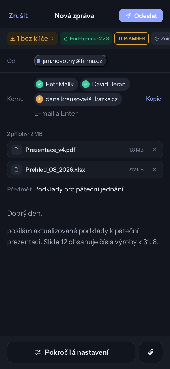 Nová zpráva na telefonu